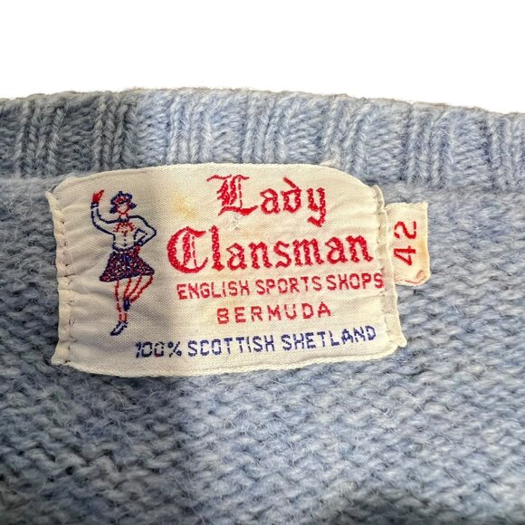 Vintage 100% Scottish Shetland Wool Lady Clansmen Grandma Preppy England Sweater - Picture 3 of 9